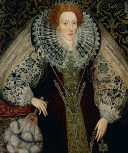エリザベス女王1世、1585-90年頃（パネル） 作： John Bettes the Younger